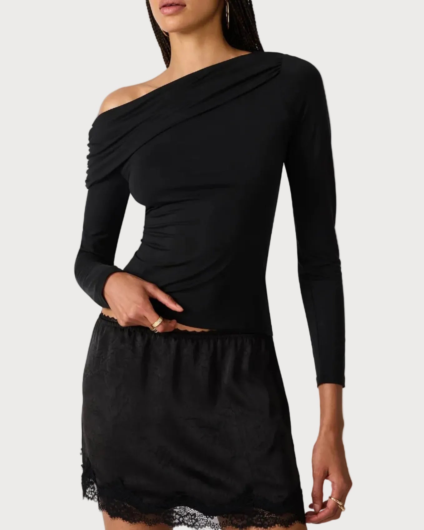 Steve Madden Ryder Knit Top in Black