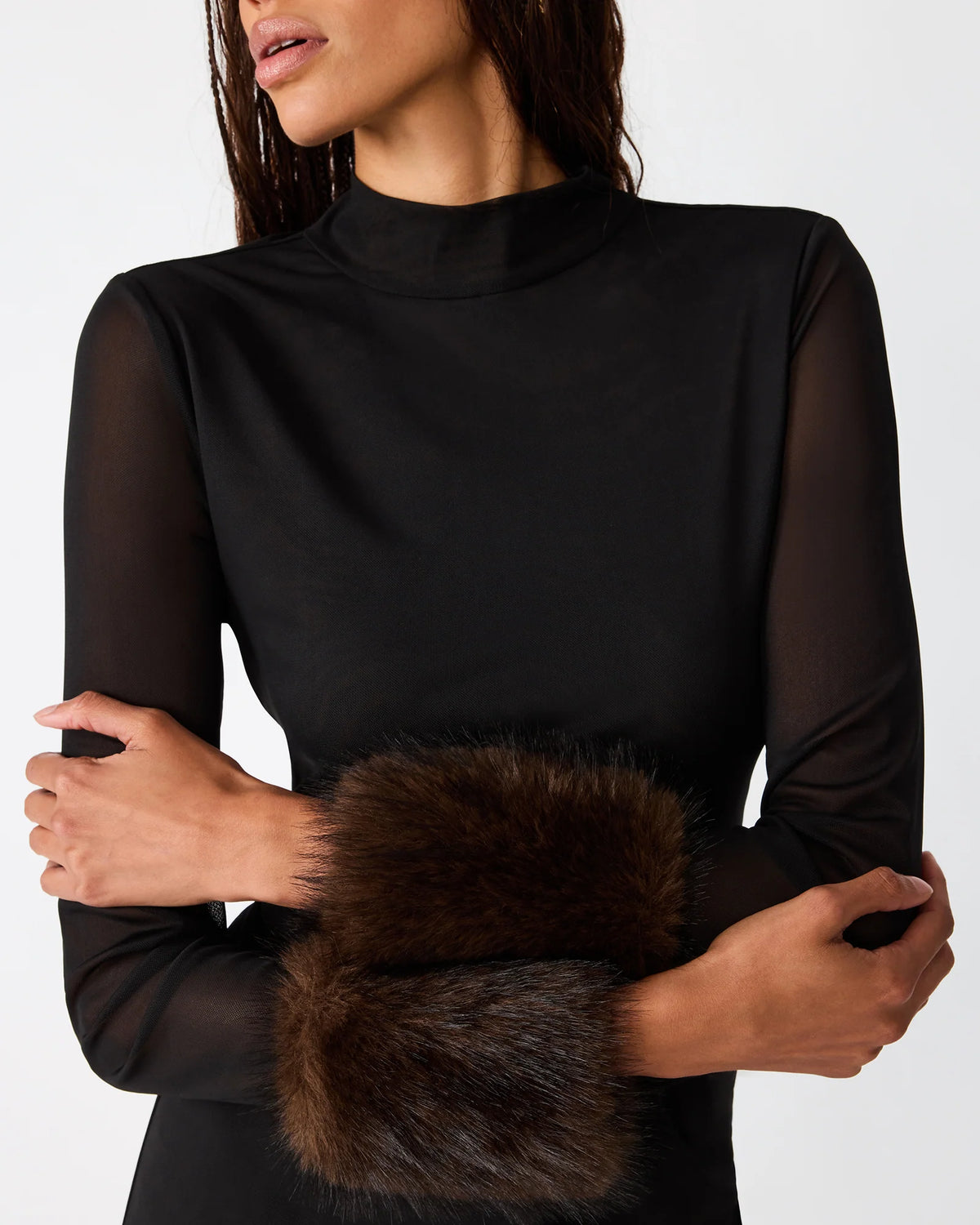 Steve Madden Lillienne Knit Sheer Sleeve Top