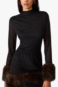 Steve Madden Lillienne Knit Sheer Sleeve Top