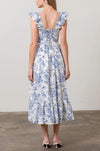 Moon River Shirred Tiered Floral Midi Dress