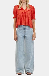 A.Ren Robine Ruffle Top in Red