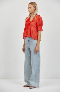 A.Ren Robine Ruffle Top in Red