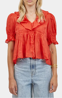 A.Ren Robine Ruffle Top in Red