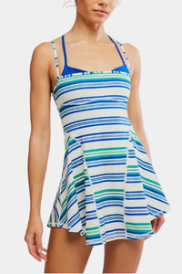 FP Movement Baseline Printed Tennis Dress in Electric Shock Stripe