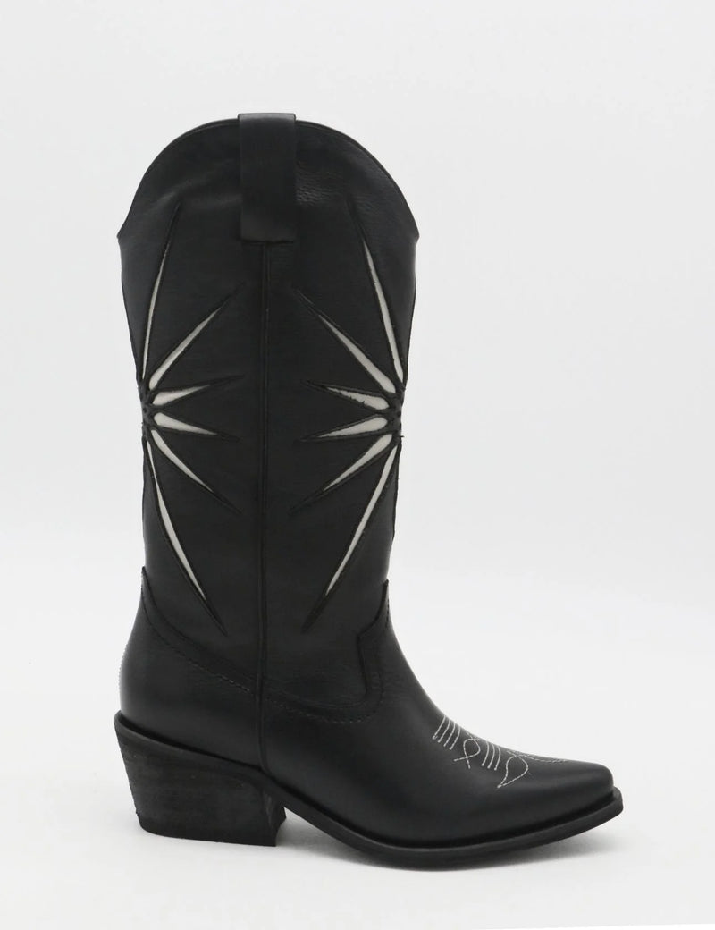 Stivali NY Moonrise Western Cowboy Boots in Black