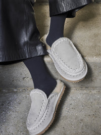 MOU Eskimo Suede Slipper in Silver Birch