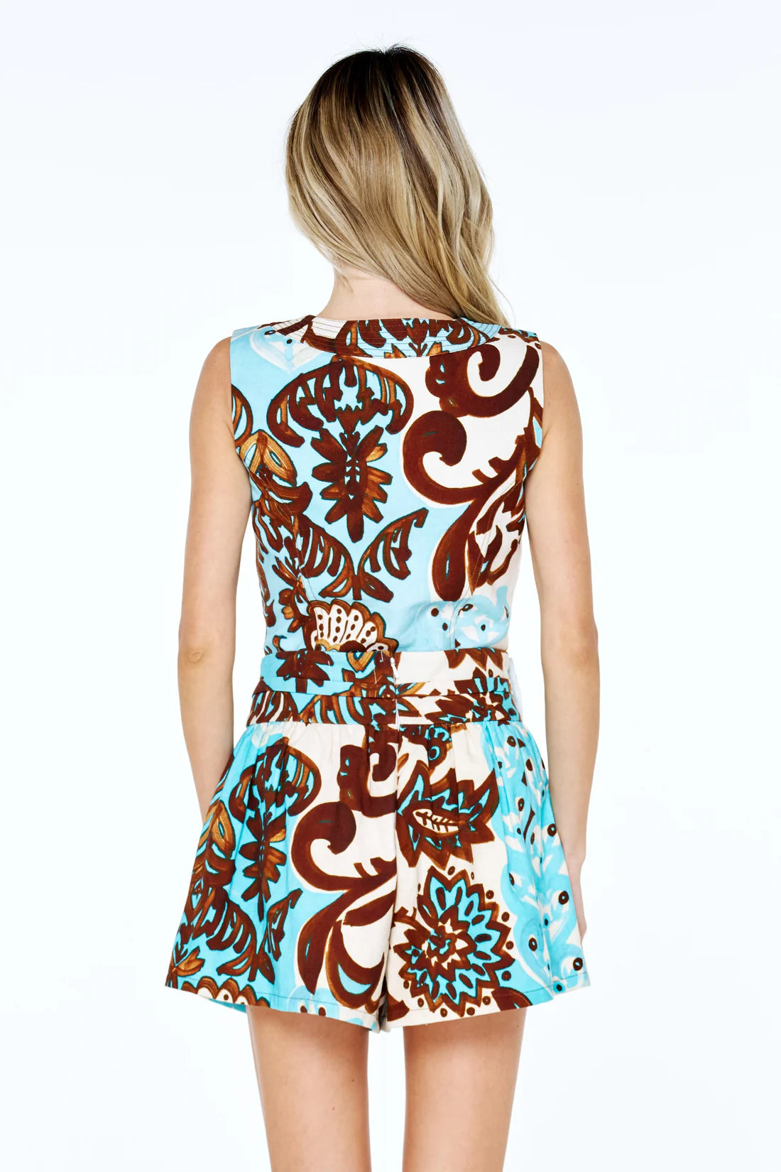 CIEBON Akia Printed Button Top & Clea Pleated Shorts Set