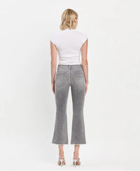 Renato High Rise Raw Slant Hem Mini Bootcut Jeans