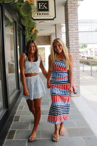 Carrie Color Block Striped Top & Midi Skirt Set