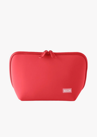 KUSSHI Neoprene Makeup Bag in Coral Red/Periwinkle