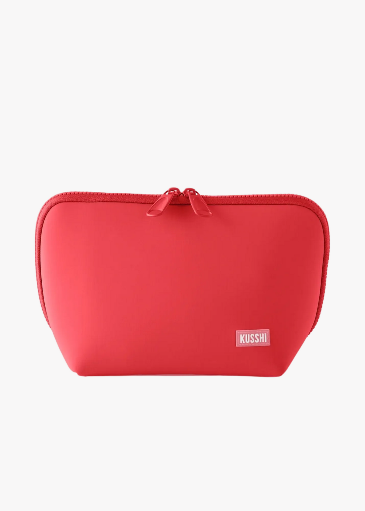 KUSSHI Neoprene Makeup Bag in Coral Red/Periwinkle