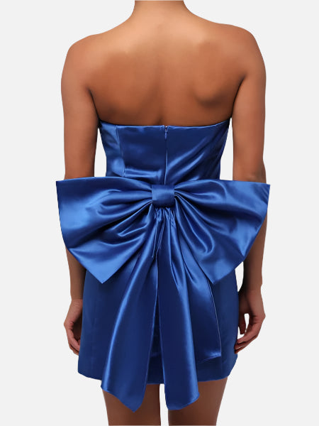 Melody Bow Back Taffeta Mini Dress