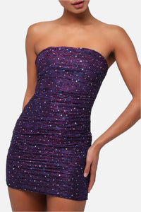 Moonlight Metallic Strapless Mini Dress