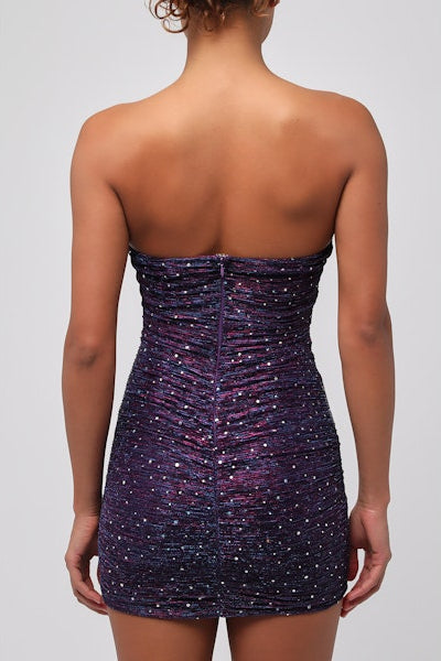 Moonlight Metallic Strapless Mini Dress