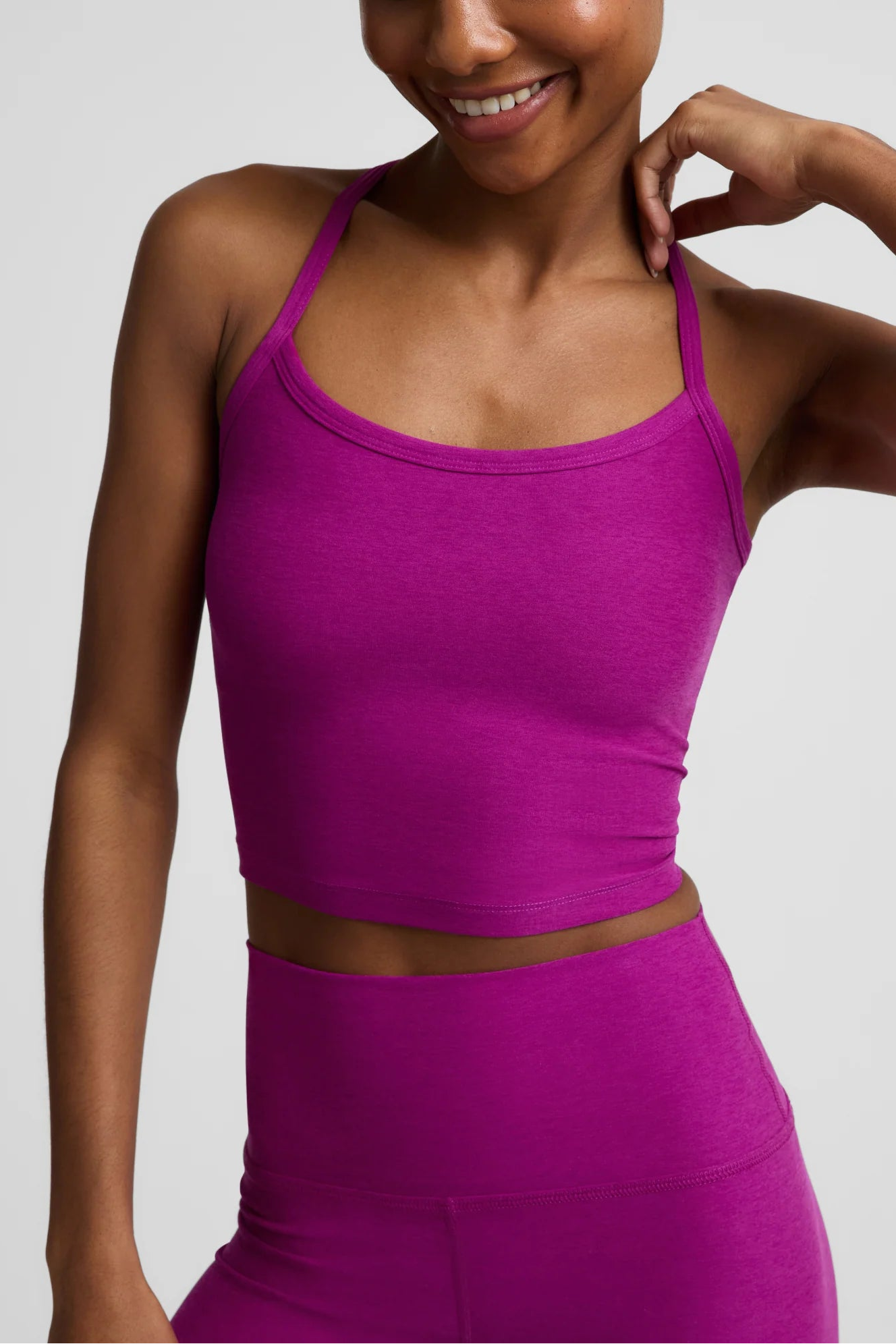 Beyond Yoga Spacedye™ Slim Racerback Cropped Tank in Berry Bliss