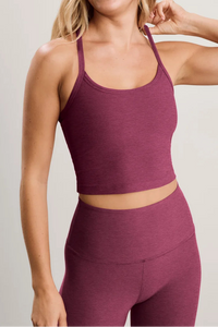 Beyond Yoga Spacedye™ Slim Racerback Cropped Tank in Pomegranate