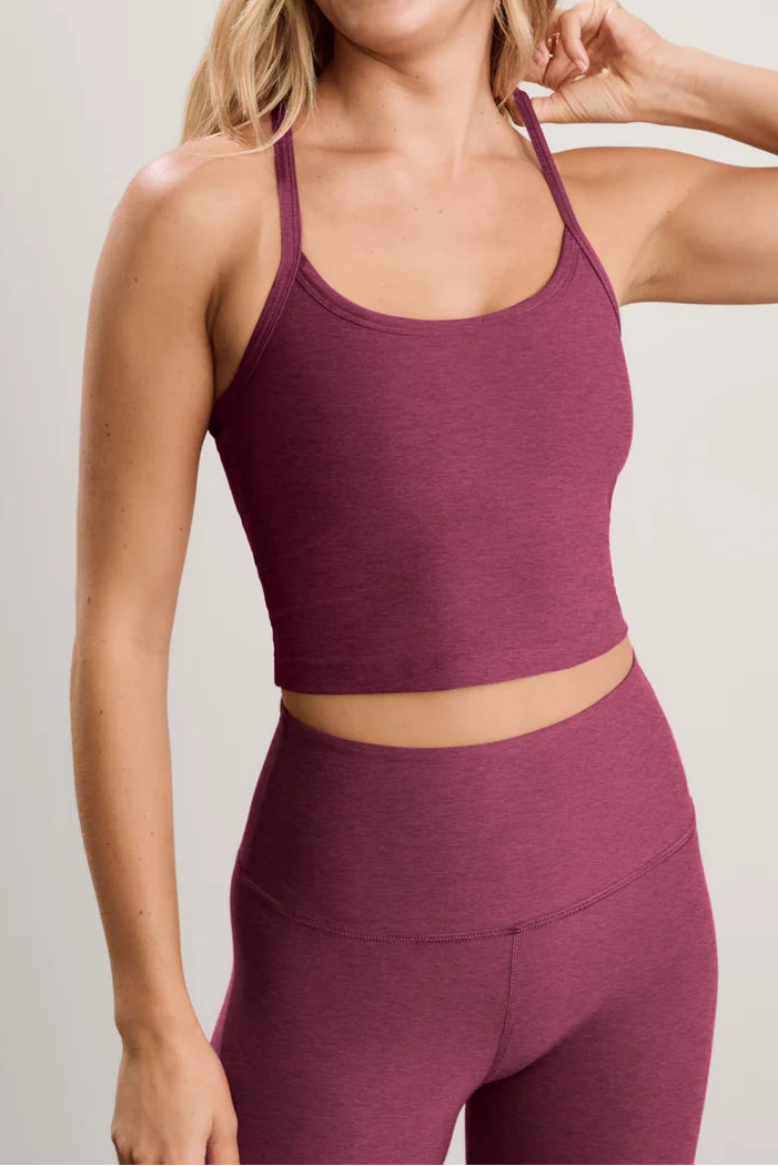 Beyond Yoga Spacedye™ Slim Racerback Cropped Tank in Pomegranate