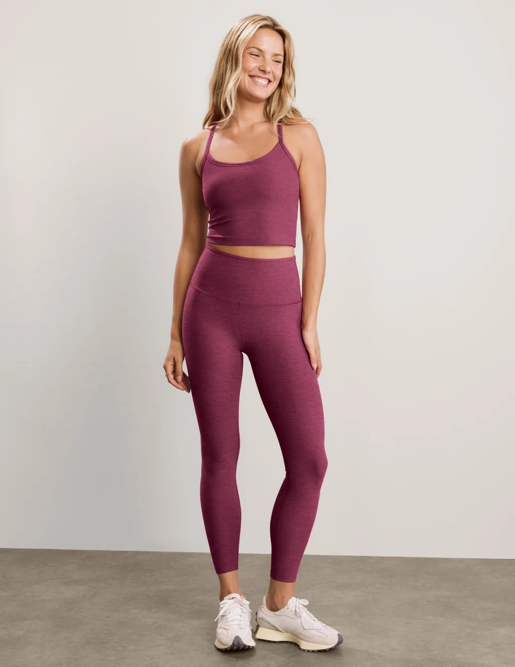 Beyond Yoga Spacedye™ Slim Racerback Cropped Tank in Pomegranate