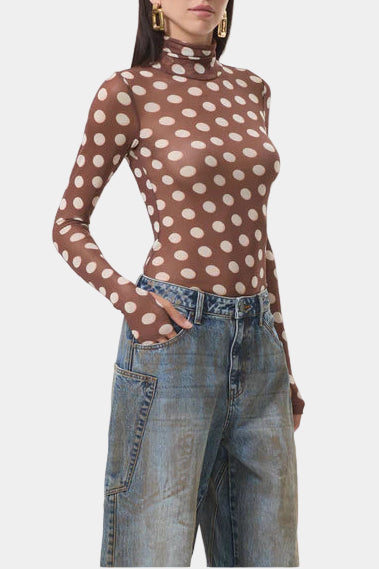 AFRM Zadie Top in Chocolate Halo Dot