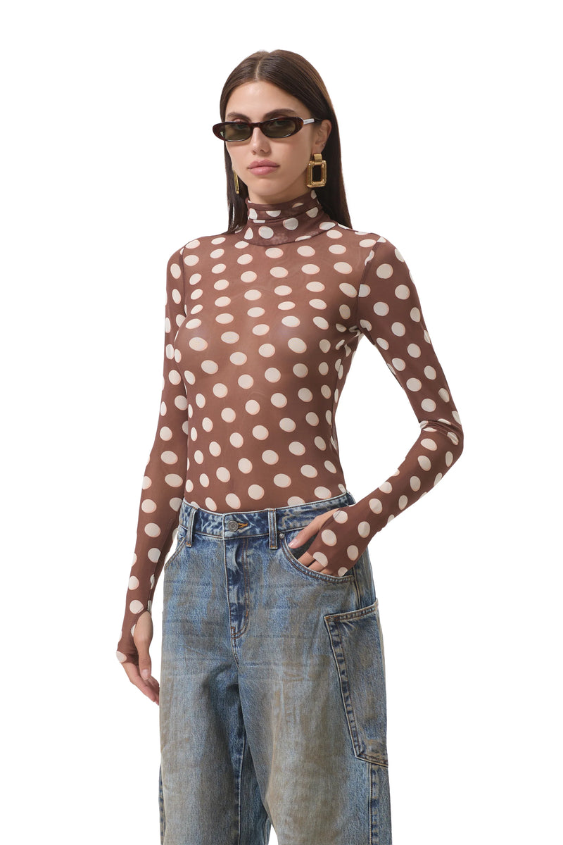 AFRM Zadie Top in Chocolate Halo Dot