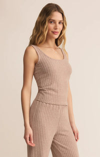 Z Supply Double Scoop Tank & Dawn Smocked Silky Rib Pants Set