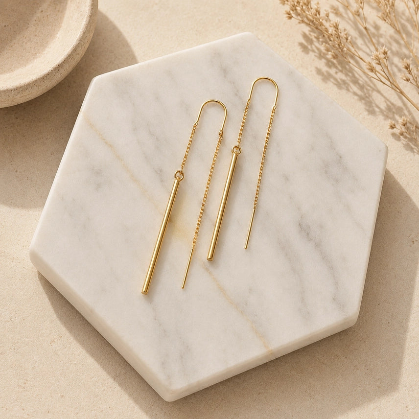 Mesa Blue Bar Drop Threader Earrings