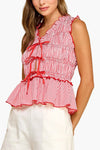 Bail Gingham Smocking Band Bodice Top