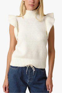 Lana Ruffle Sleeve Sweater in Cream