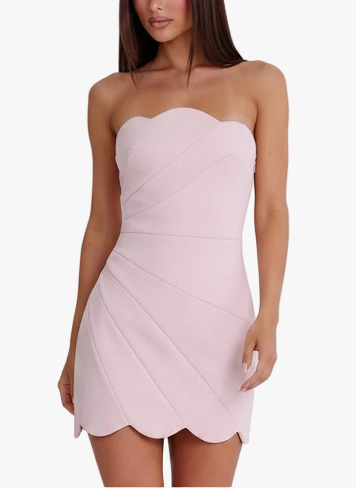 Jasmine Strapless Scalloped Mini Dress