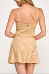 Maisy Suede Lace Up Detail Top & Mini Skirt Set