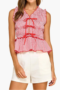 Bail Gingham Smocking Band Bodice Top