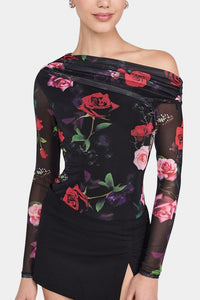 AFRM Barry Top in Noir Summer Rose