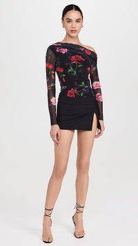 AFRM Barry Top in Noir Summer Rose