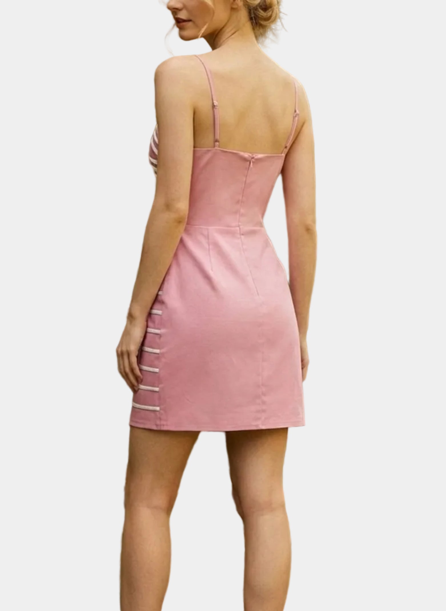 Sloane Rope Trim Mini Dress in Blush