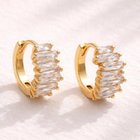 Mesa Blue Cz Baguette Huggie Hoop Earrings