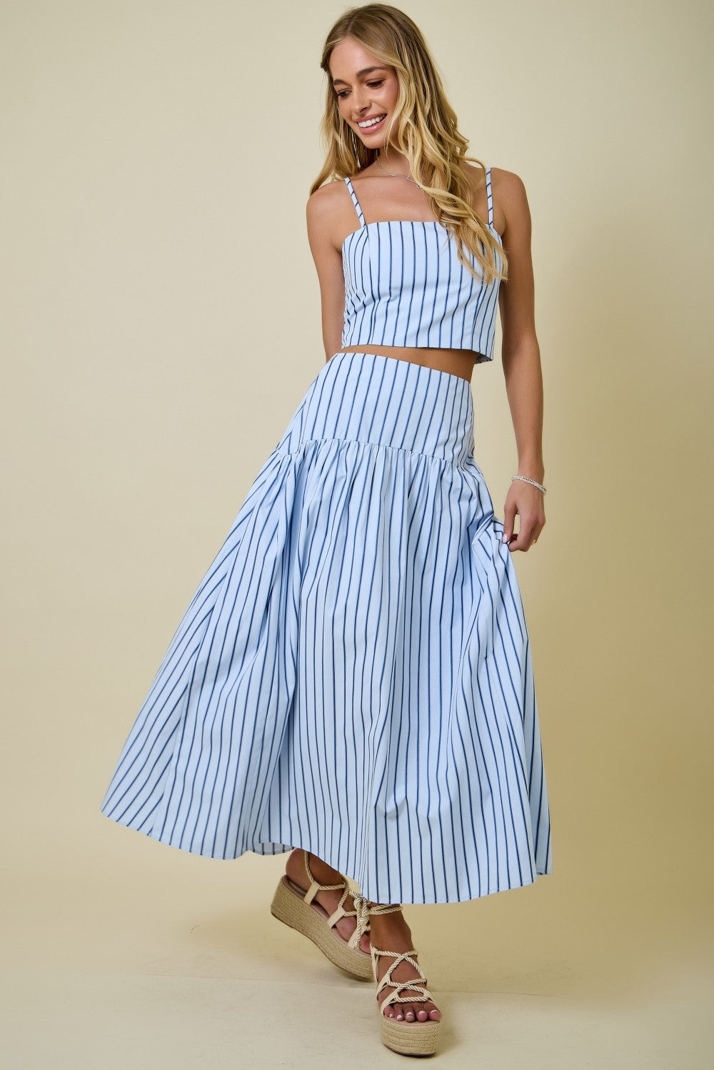 Lucia Stripe Crop Top & Maxi Skirt Set