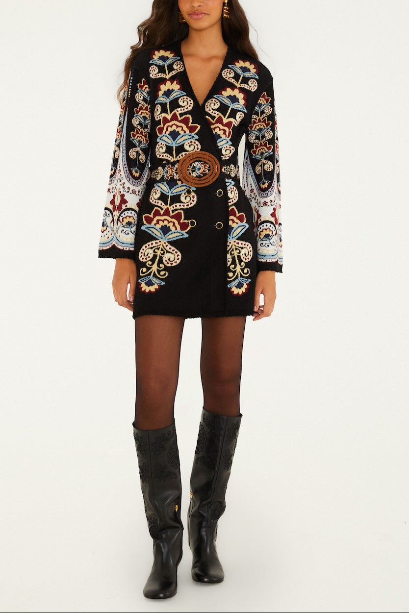 FARM Rio Winter Floral Knit Mini Dress