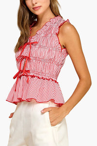 Bail Gingham Smocking Band Bodice Top