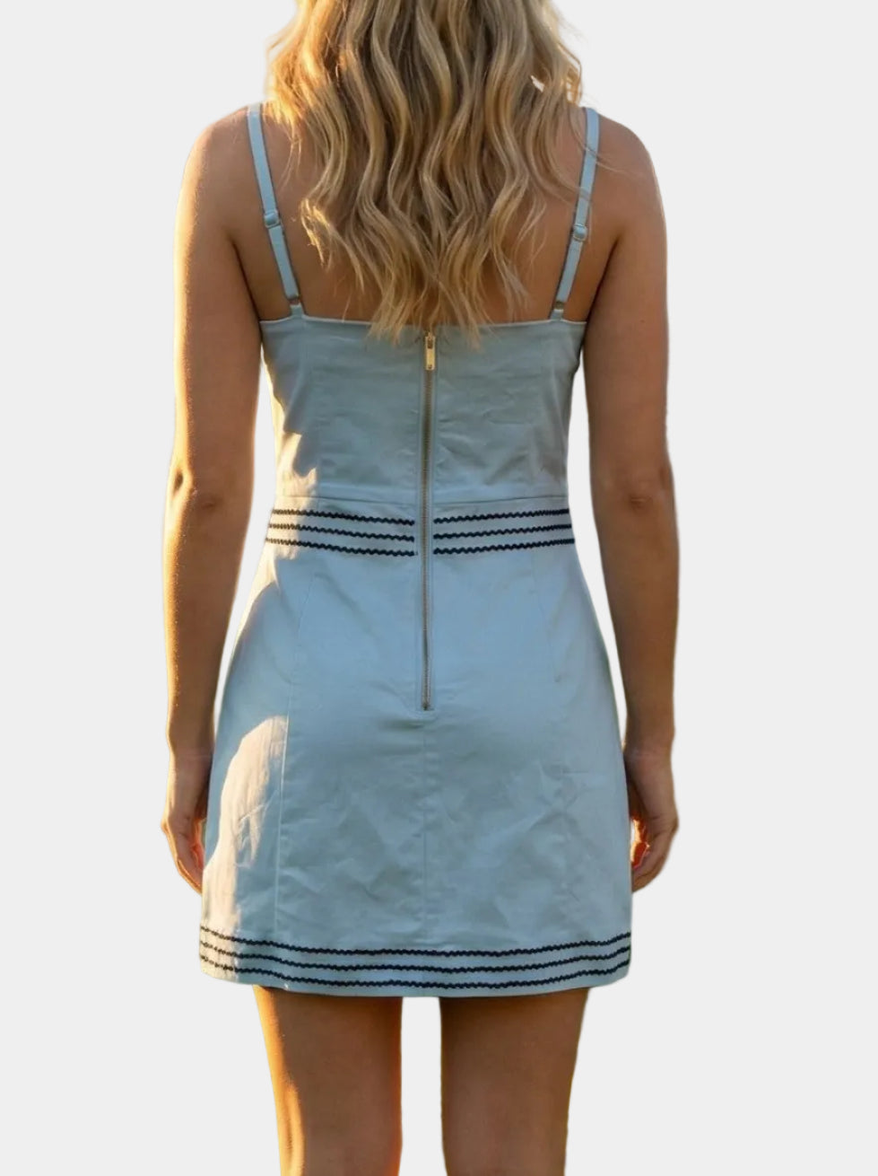 Tilly Mini Dress in Light Blue/Navy