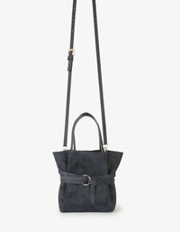 REMI/REID Blythe Mini Faux Suede Bag in Slate