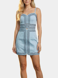 Tilly Mini Dress in Light Blue/Navy