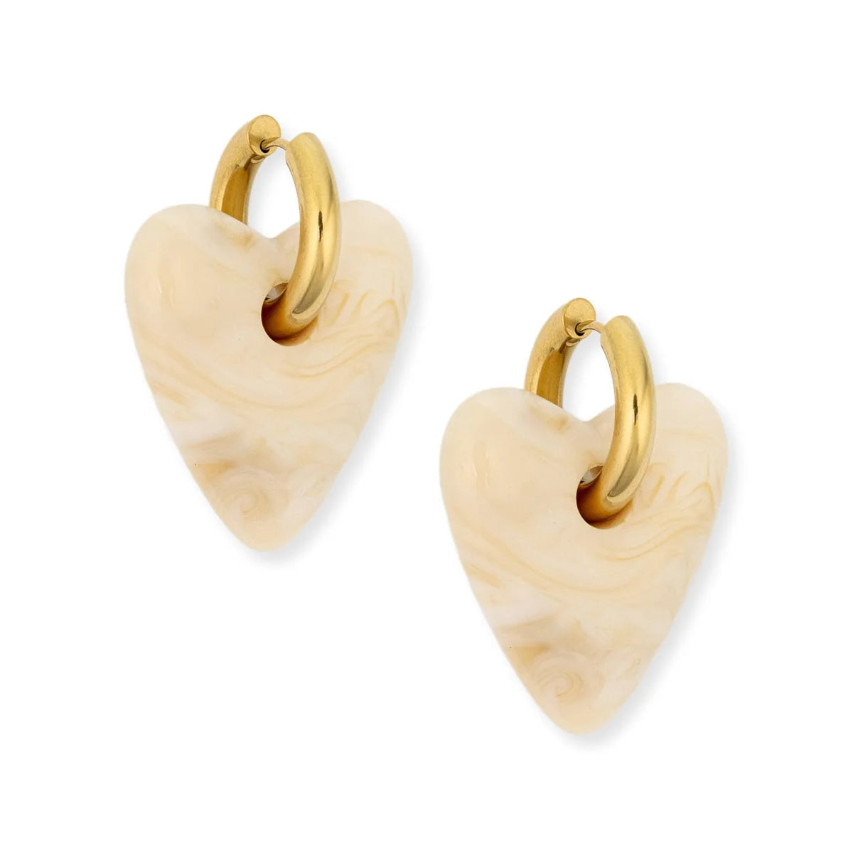 BRACHA Blaise Heart Earrings in Beige