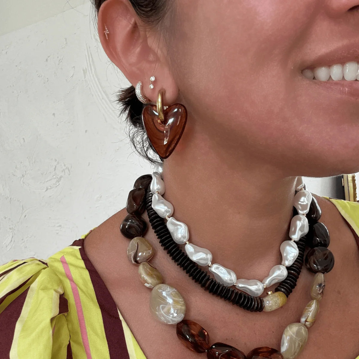 BRACHA Blaise Heart Earrings in Brown