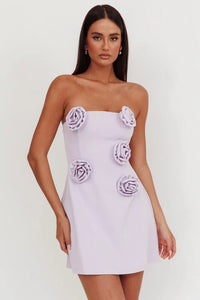 Leah Strapless 3D Floral Mini Dress