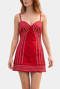 Maddox Embroidered Detail Mini Dress