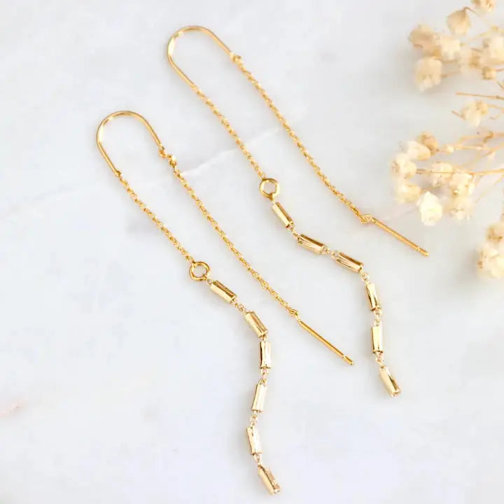 Mesa Blue Tube Threader Earrings