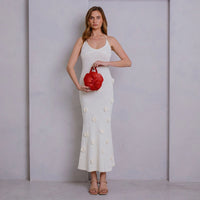 Melie Bianco Monroe Flower Top Handle Bag in Red