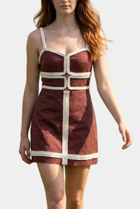 Peyton Rope Trim Mini Dress in Chocolate
