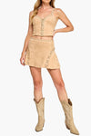 Maisy Suede Lace Up Detail Top & Mini Skirt Set