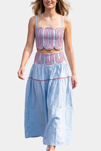 Posie Contrast Stitch Top & Midi Skirt Set